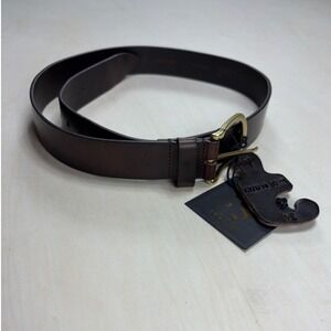 Fabio Corti Mens Dark Brown Leather Belt Made in Italy Gold‎ Buckle 85 34